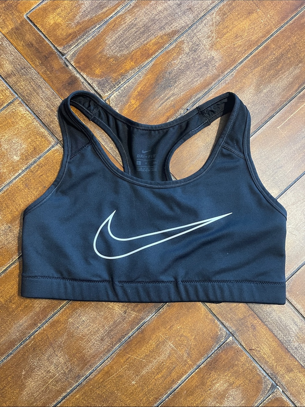 Nike Black Sports Bra with White Swoosh Racerback